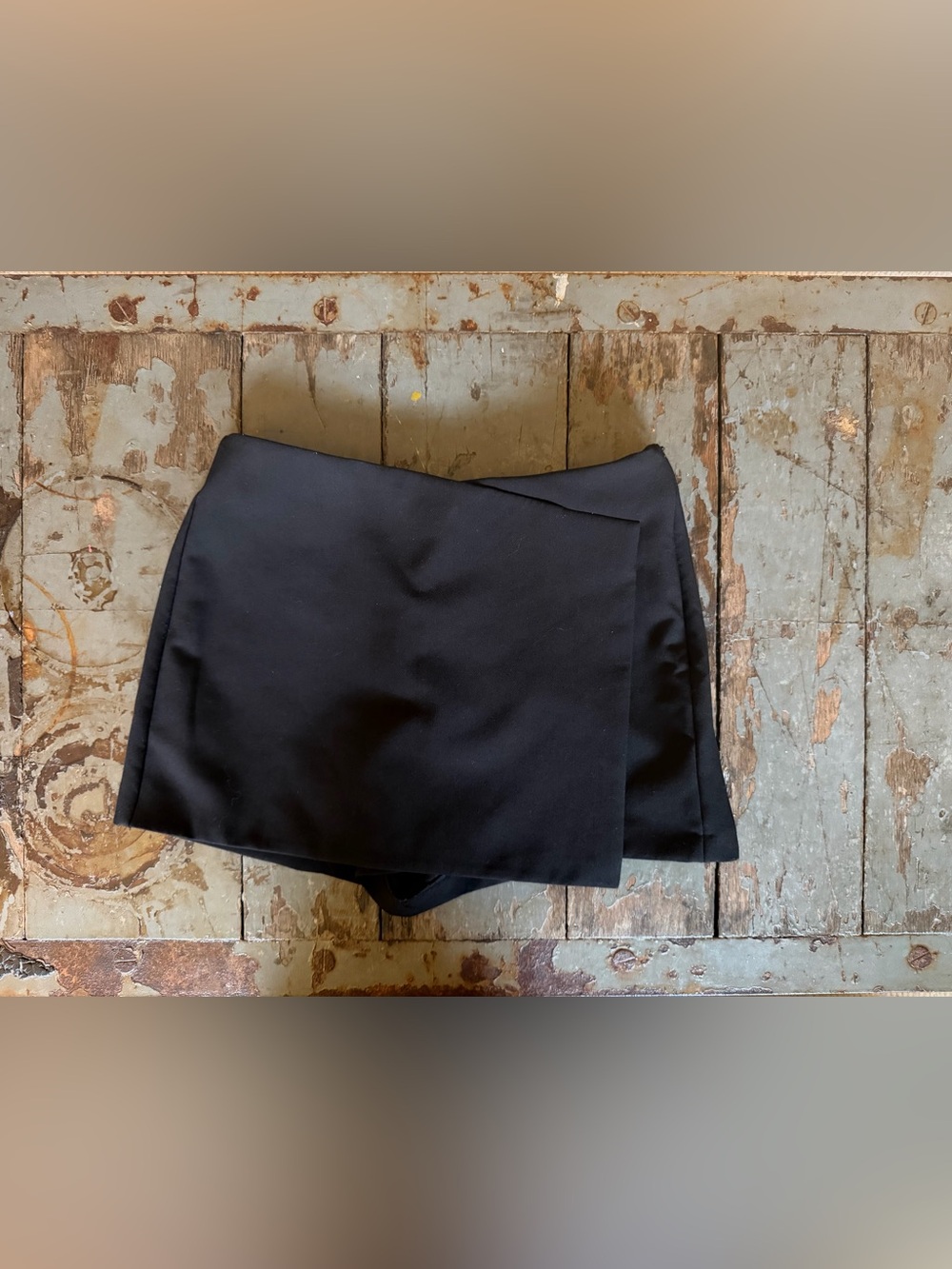 Zara Black Mini Skort with Overlap Front